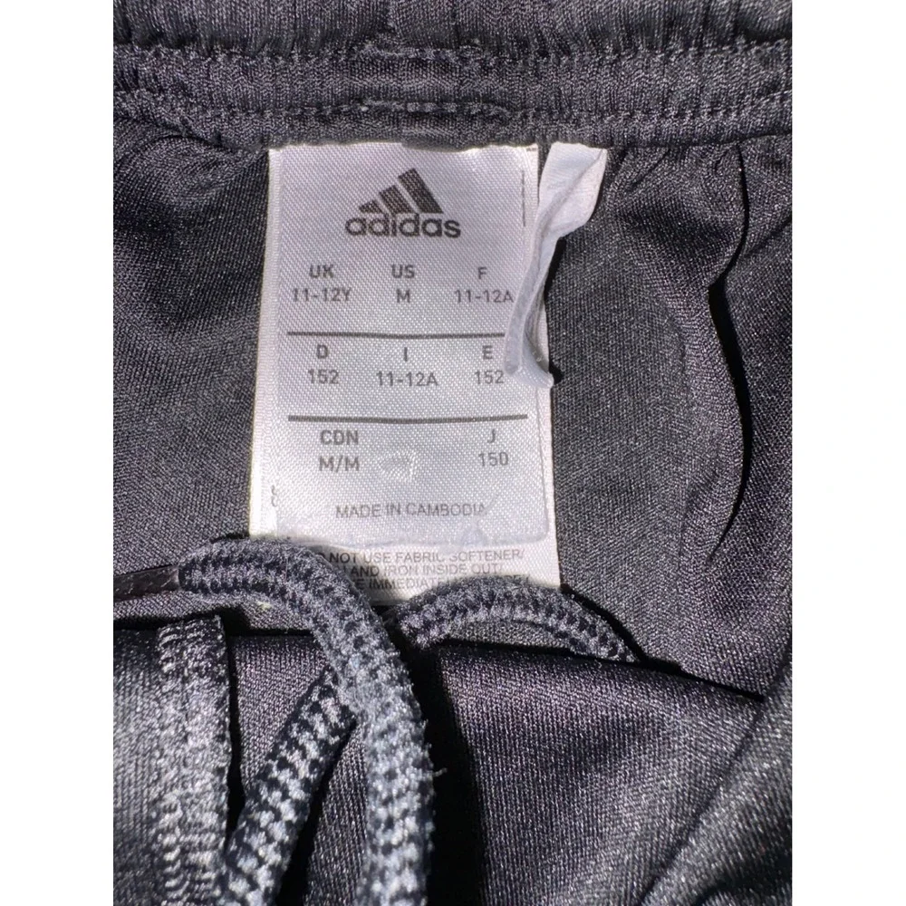Adidas Boys ClimaCool Athletic Soccer Shorts Black White‎ Stripes Size Medium M